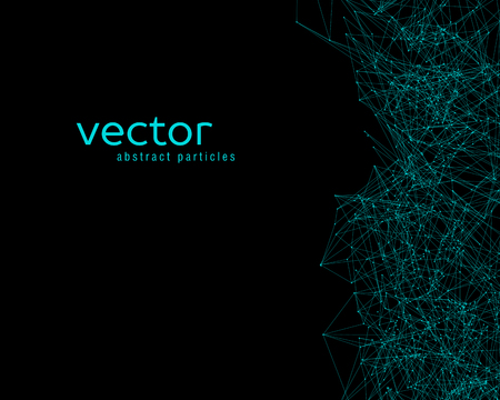 Vector turquoise abstract particles on black backgroundのイラスト素材