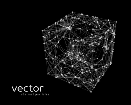 Abstract vector illustration of cube on black backgroundのイラスト素材