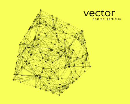 Abstract vector illustration of cube on yellow backgroundのイラスト素材