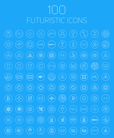 Collection of 100 abstract vector futuristic icons. Use it as indicator elements in your design.のイラスト素材