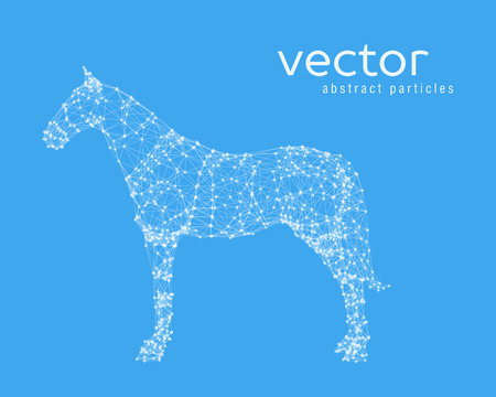 Abstract vector illustration of horse on blue backgroundのイラスト素材