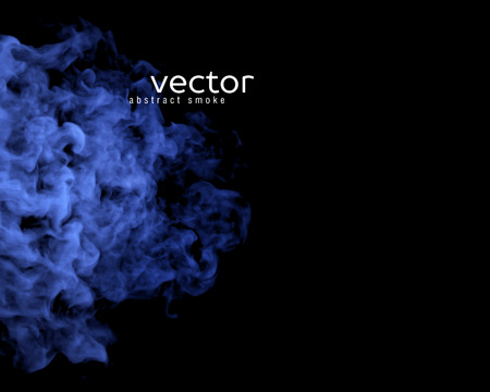 Vector illustration of blue smoke on black. Use it as an element of background in your design.のイラスト素材