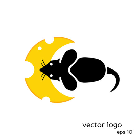 Vector illustration of mouse with cheese. EPS 10.のイラスト素材