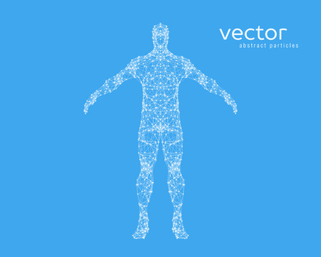 Abstract vector illustration of  man on blue background.のイラスト素材