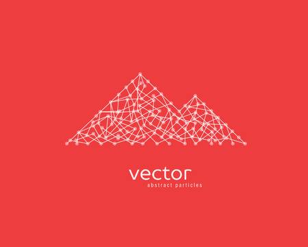 Abstract vector illustration of mountain range on red background.のイラスト素材