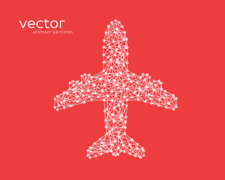 Abstract vector illustration of plane on red background.のイラスト素材
