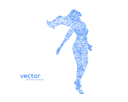 Abstract vector illustration of flying beautiful woman.のイラスト素材