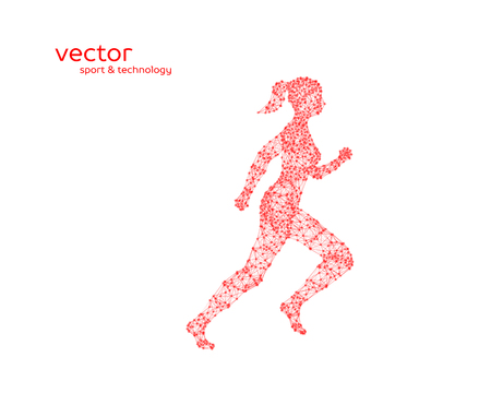 Abstract vector illustration of running woman on white background.のイラスト素材