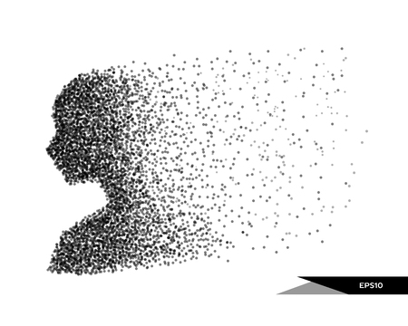 Abstract vector illustration of human bust in the form of dots. You can easily change color.のイラスト素材