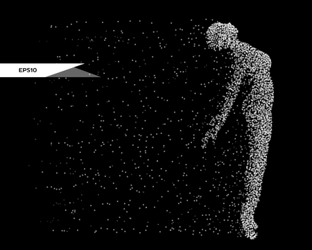 Abstract vector illustration of woman silhouette in the form of dots. You can easily change color.のイラスト素材