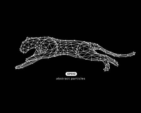 Vector abstract illustration of jumping puma.のイラスト素材