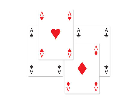 Playing cards four aces on a white background