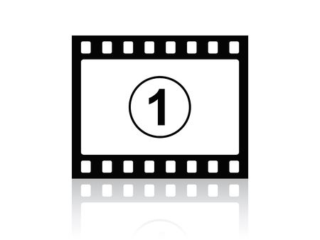 illustration of a film strip with reflectionの写真素材