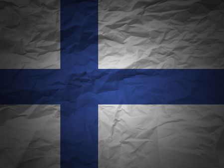 Finland flag on a grunge paper backgroundの写真素材