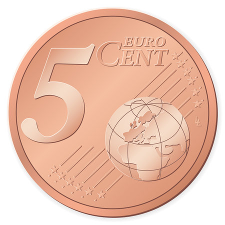 5 euro cent isolated on a white backgroundのイラスト素材