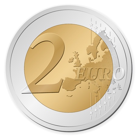 Two euro coin isolated on a white backgroundのイラスト素材