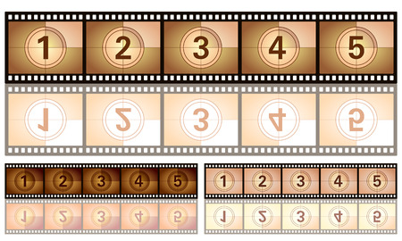 Countdown film with reflection isolated on a white background. Vector illustration.のイラスト素材