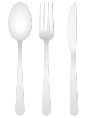 Spoon, fork and knife on a white background. Vector illustration.のイラスト素材