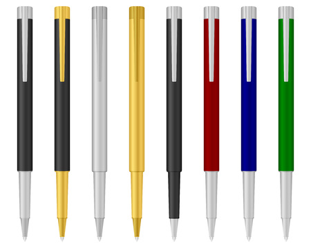 Eight ballpoints on a white background. Vector illustration.のイラスト素材