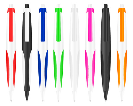 Eight ballpoints on a white background. Vector illustration.のイラスト素材
