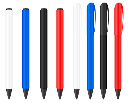 Eight ballpoints on a white background. Vector illustration.のイラスト素材