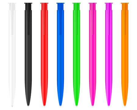 Eight ballpoints on a white background. Vector illustration.のイラスト素材