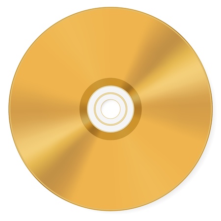 Gold compact disk isolated on a white background. Vector illustration.のイラスト素材