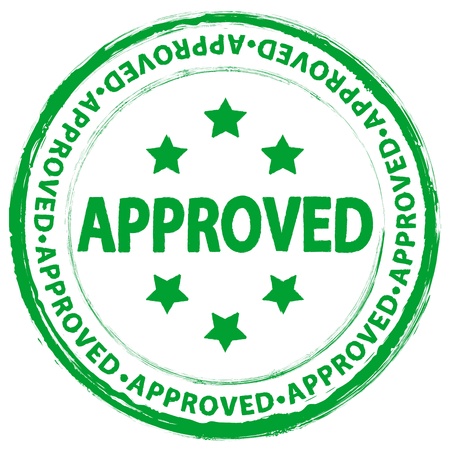 Green grunge approved stamp on a white background. Vector illustration.のイラスト素材