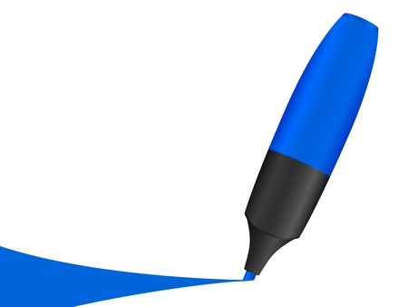 Blue text marker and line on a white background. Vector illustration.のイラスト素材