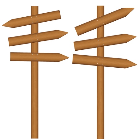 Wooden sign post on a white background. Vector illustration.のイラスト素材