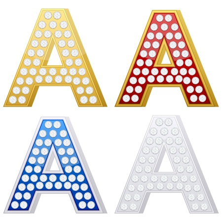Jewelry letter A set  on a white background. Vector illustration.のイラスト素材