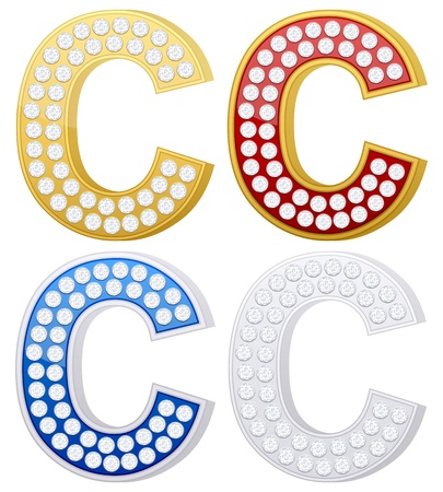 Jewelry letter C set  on a white background. Vector illustration.のイラスト素材
