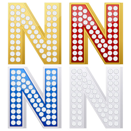 Jewelry letter N set  on a white background. Vector illustration.のイラスト素材