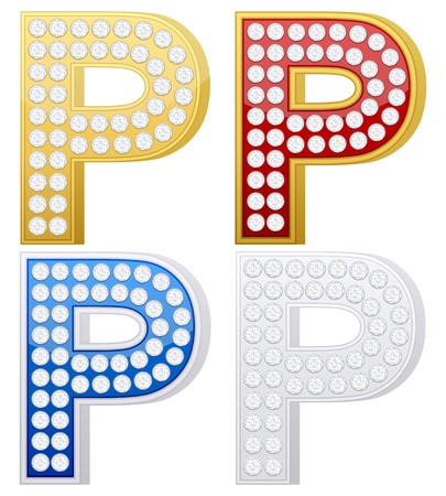 Jewelry letter P set  on a white background. Vector illustration.のイラスト素材