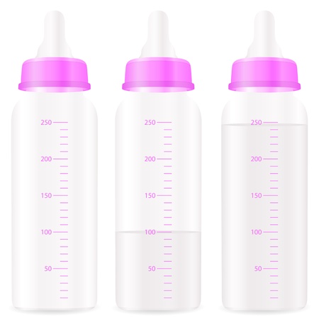 Baby bottles on a white background.  illustration.のイラスト素材