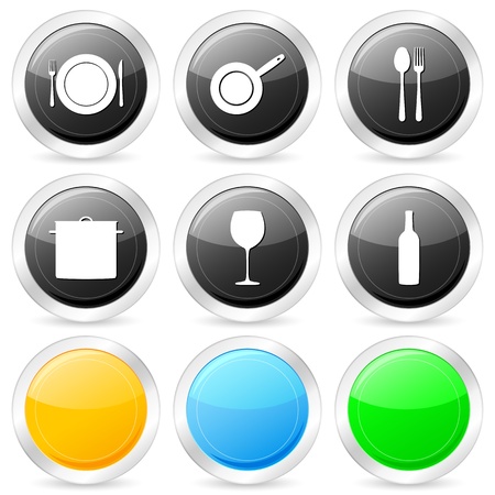 Kitchenware circle icon set on a white background. Vector illustration.のイラスト素材