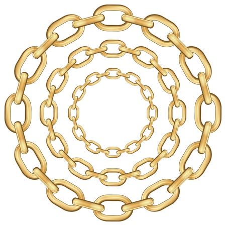 Gold circle chains isolated on white background. Vector illustration.のイラスト素材