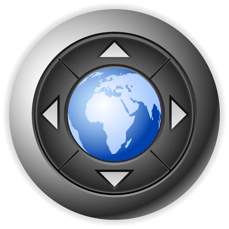 Modern multimedia button with globe. Vector illustration.のイラスト素材