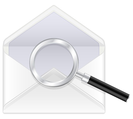 Envelope and magnifier on a white background. Vector illustration.のイラスト素材