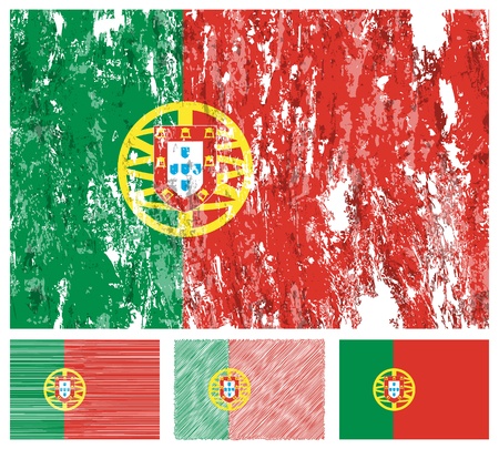 Portugal grunge flag set on a white background. のイラスト素材