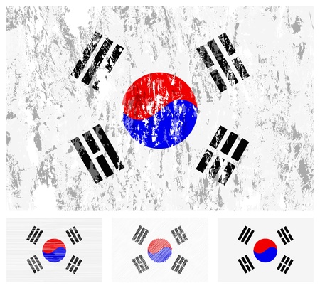 South Korea grunge flag set on a white background. のイラスト素材