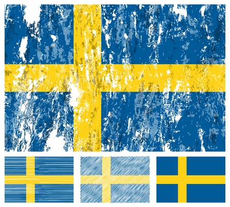 Sweden grunge flag set on a white background. のイラスト素材