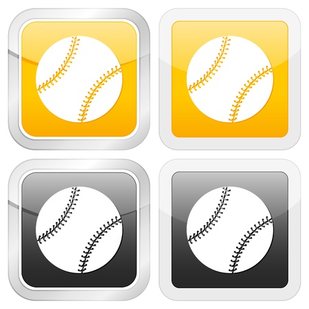 square icon baseball set on white background. Vector illustration.のイラスト素材