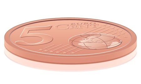 Euro coin on white background. Vector illustration.のイラスト素材