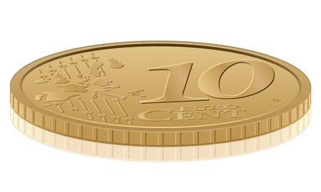 Euro coin on white background. Vector illustration.のイラスト素材