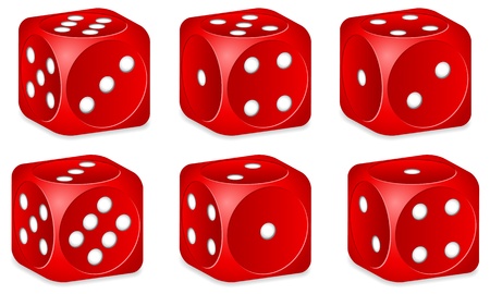 Red dice set on white background. Vector illustration.のイラスト素材