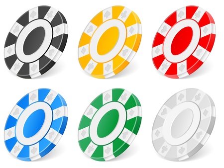 Casino chips set on white background illustration のイラスト素材