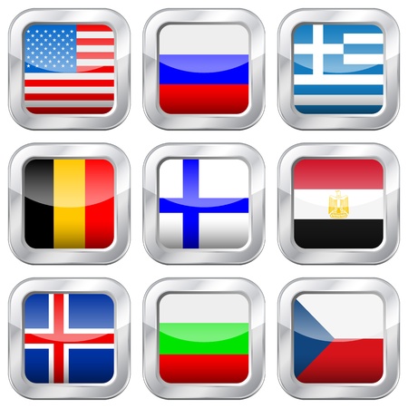 National flag button set on a white background  Vector illustration のイラスト素材