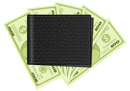 Wallet on a dollar banknotes  Vector illustration のイラスト素材