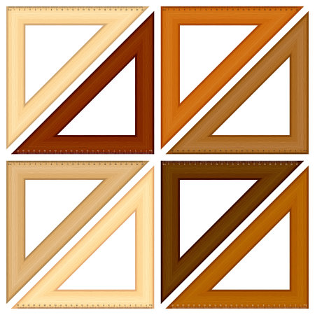Wooden triangle ruler set on a white background  Vector illustration のイラスト素材